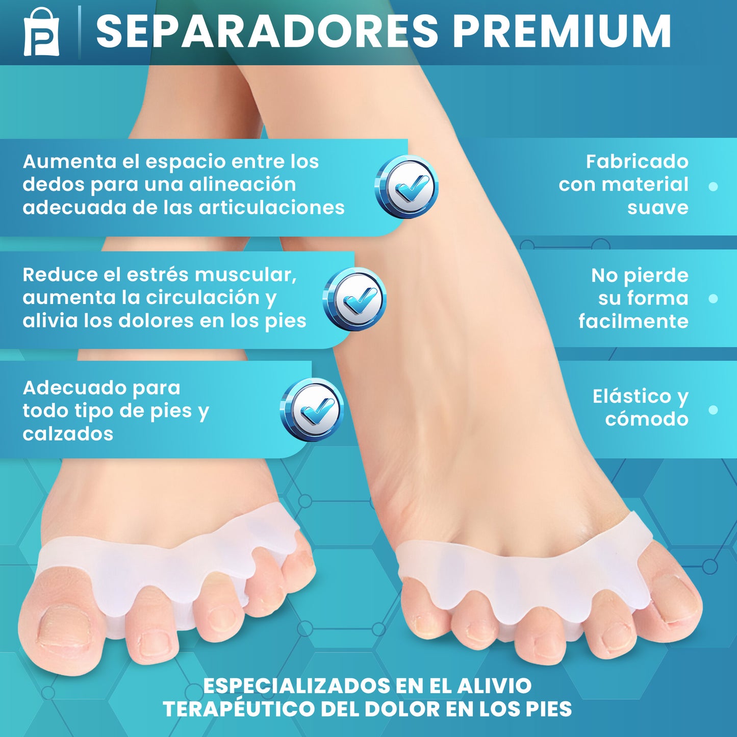 Pack 4 en 1 – 2 Separadores de Dedos + 2 Correctores de Juanetes